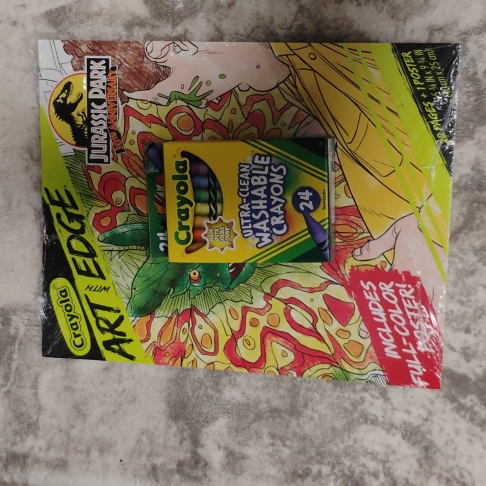 Edge book and crayons